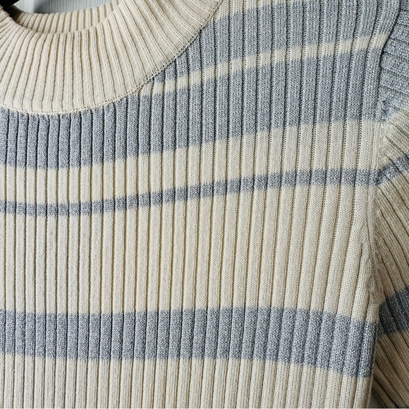 Say What Women’s Ivory and Silver Glitter Striped Knit Dress Size L NWT - Picture 3 of 6